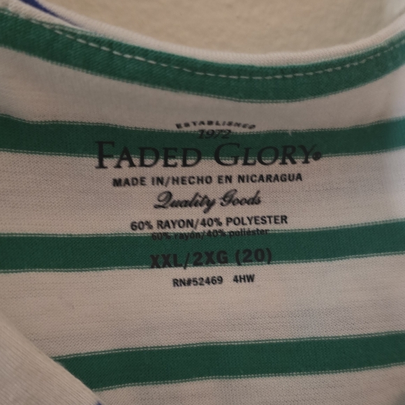 Faded Glory Striped Layered Summer Casual Tank Top Blue Green Asymmetrical XXL - Picture 3 of 4